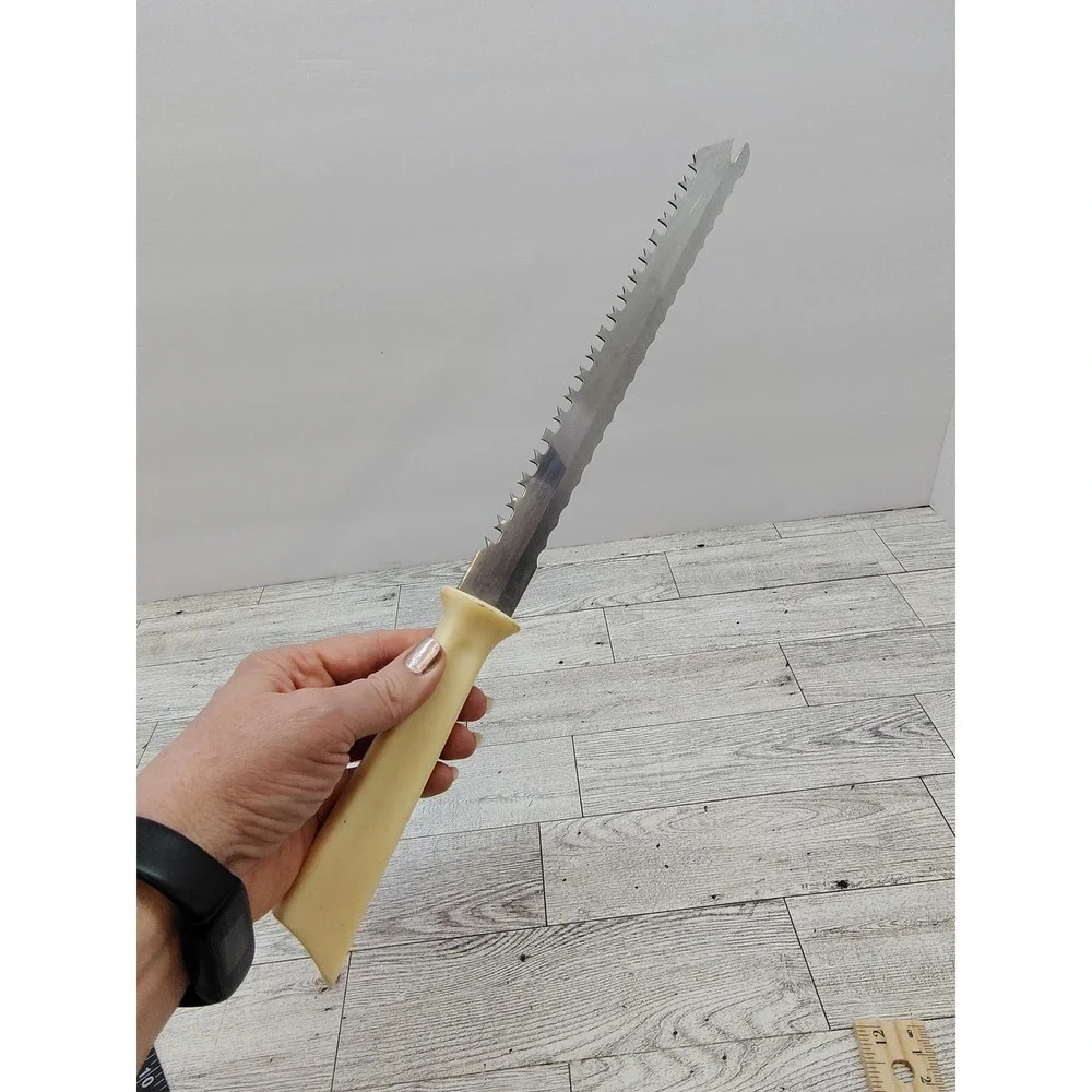 Vintage Quikut Quikkle Stainless Double Sided Carving Knife Serrated Bakelite‎